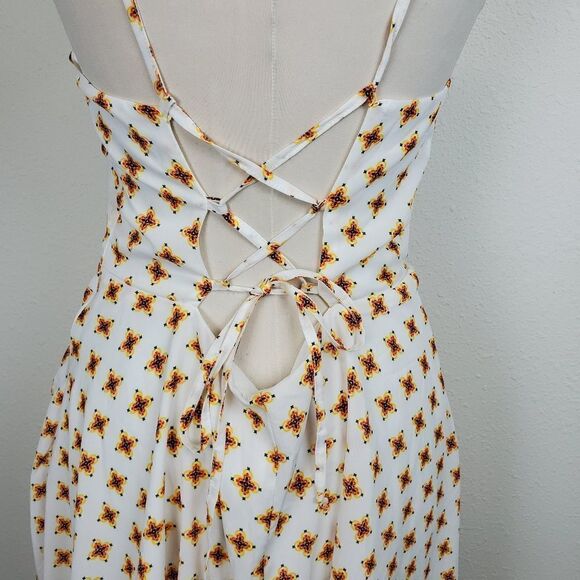 Bloom of Youth Ivory Print Skater Dress lace up - Picture 4 of 9